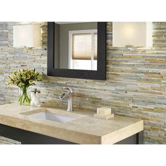 PFISTER BREA SINGLE HANDLE 1 HOLE BATHROOM FAUCET BRUSHED NICKEL W DECKPLATE - Picture 3 of 8